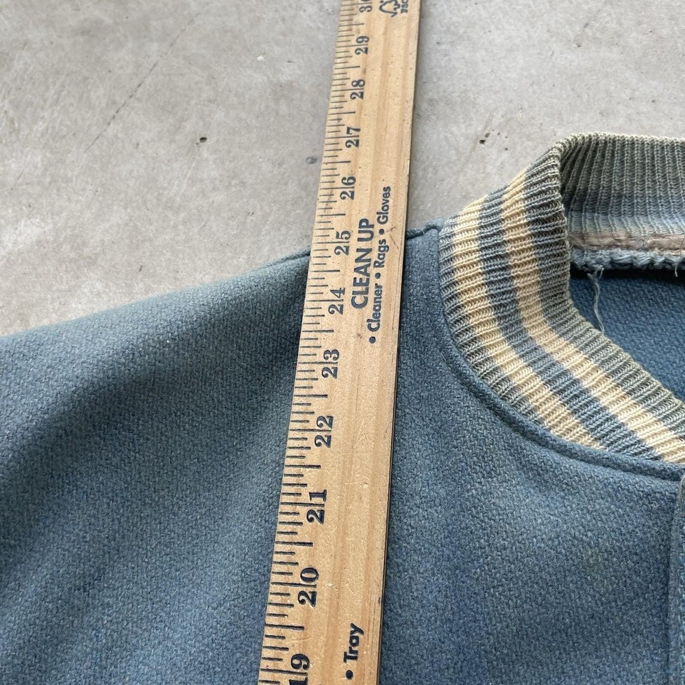 Vintage 60s Butwin Varsity Jacket Mens XL White Baby Blue Wool Leather Bomber - Picture 5 of 9